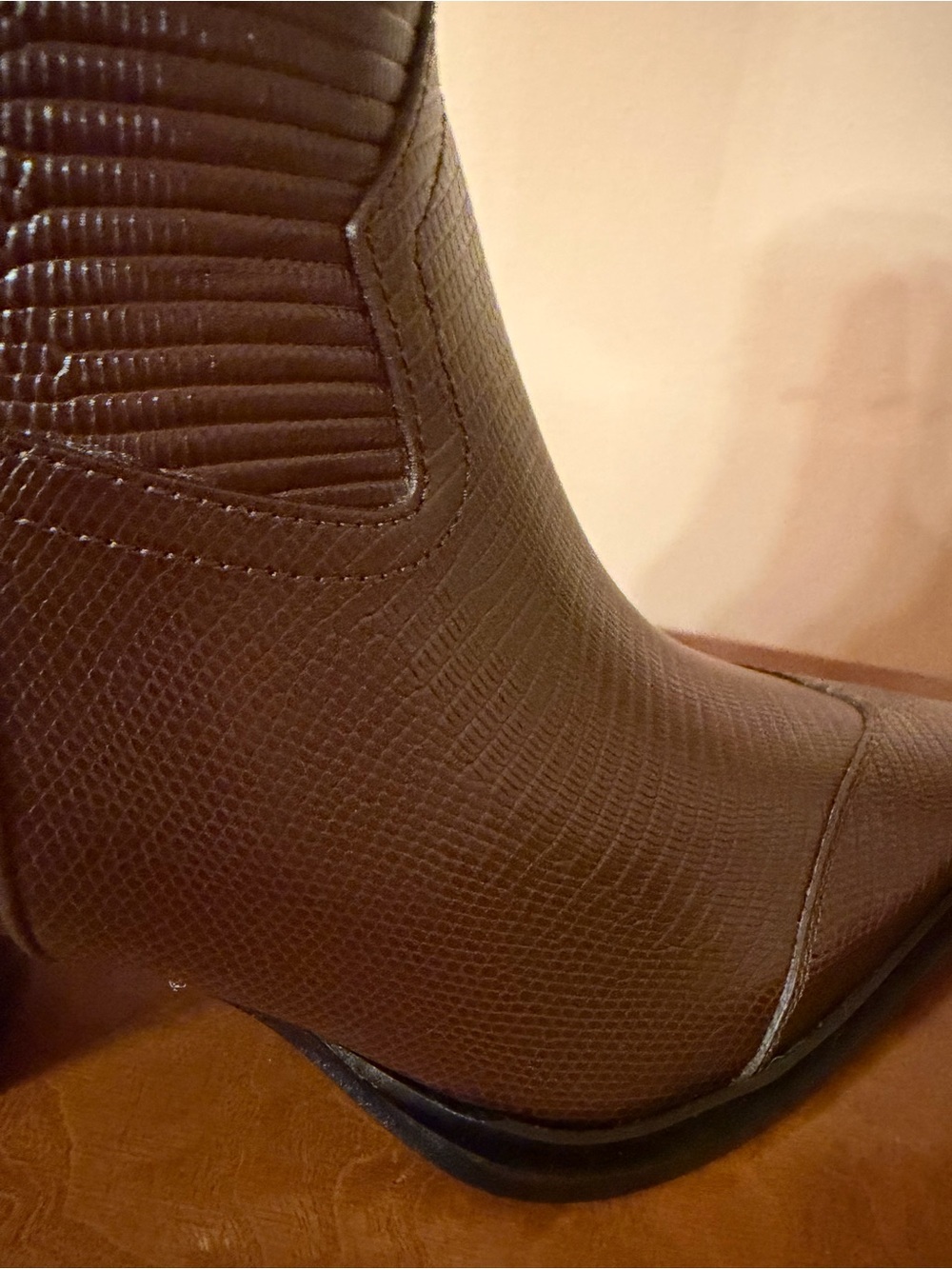Jimmy Choo Brown Lizard-Embossed Pointed-Toe Ankle Boots - Picture 9 of 13